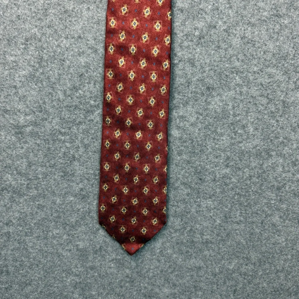 Joseph Abboud Red Geometric Medallion Silk Necktie JADA02 NEW‎